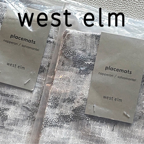 West Elm 🆕 Textured Jacquard Placemats (Two Pieces) • Platinum Bark • NWT - Picture 5 of 13
